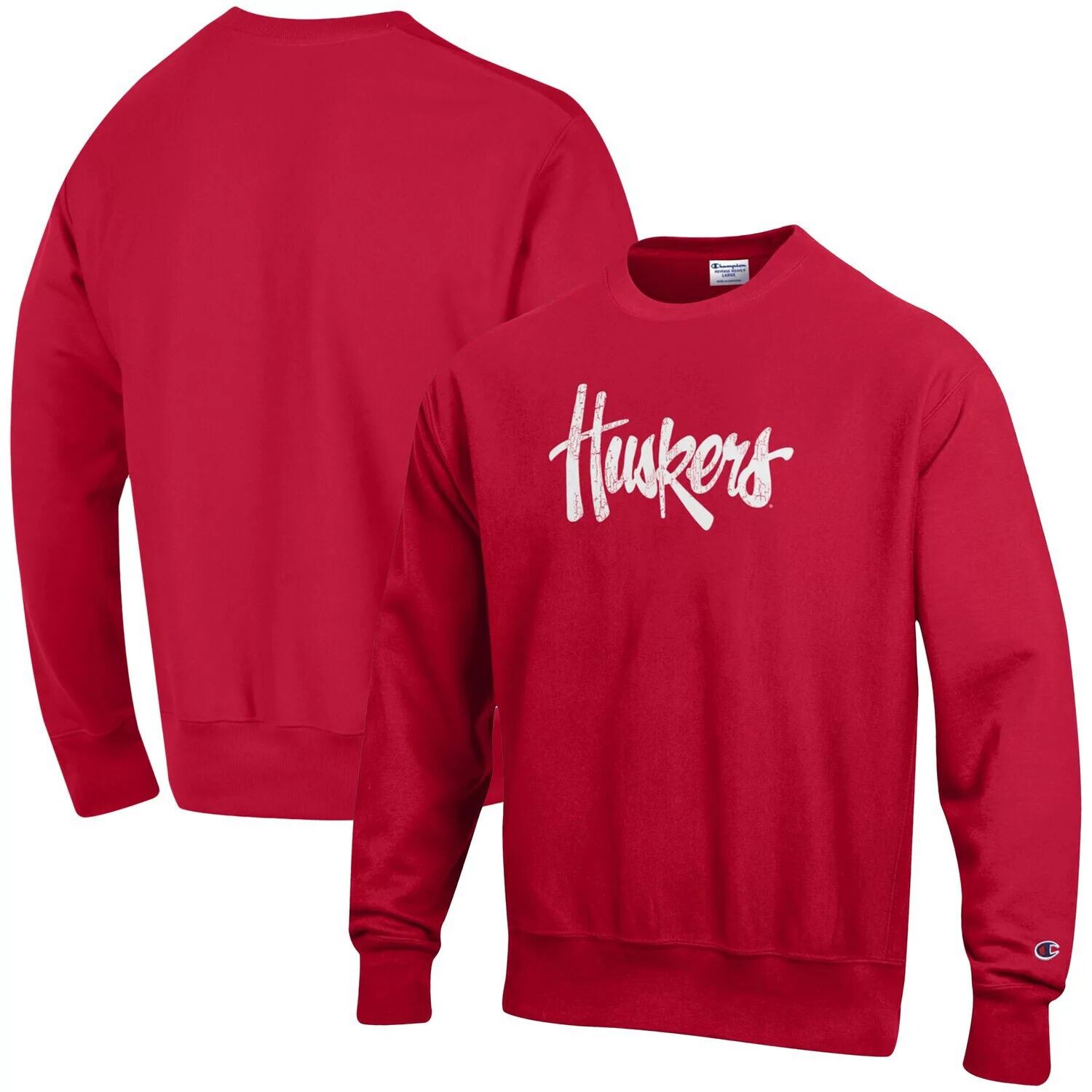 

Мужской пуловер обратного переплетения с логотипом Scarlet Nebraska Huskers Vault Logo Champion