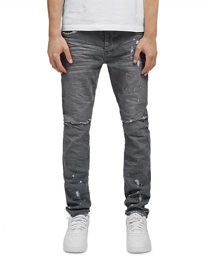 цена Серые джинсы скинни с разрезом до колена Purple Brand