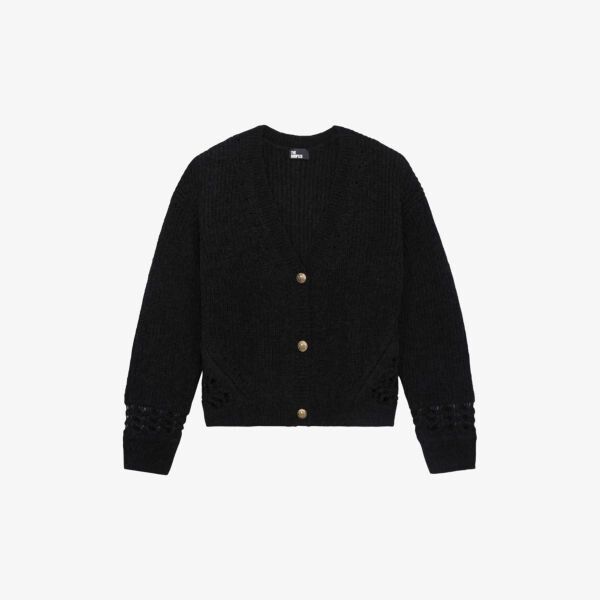 

Кардиган свободного кроя из смесовой шерсти с V-образным вырезом The Kooples, черный