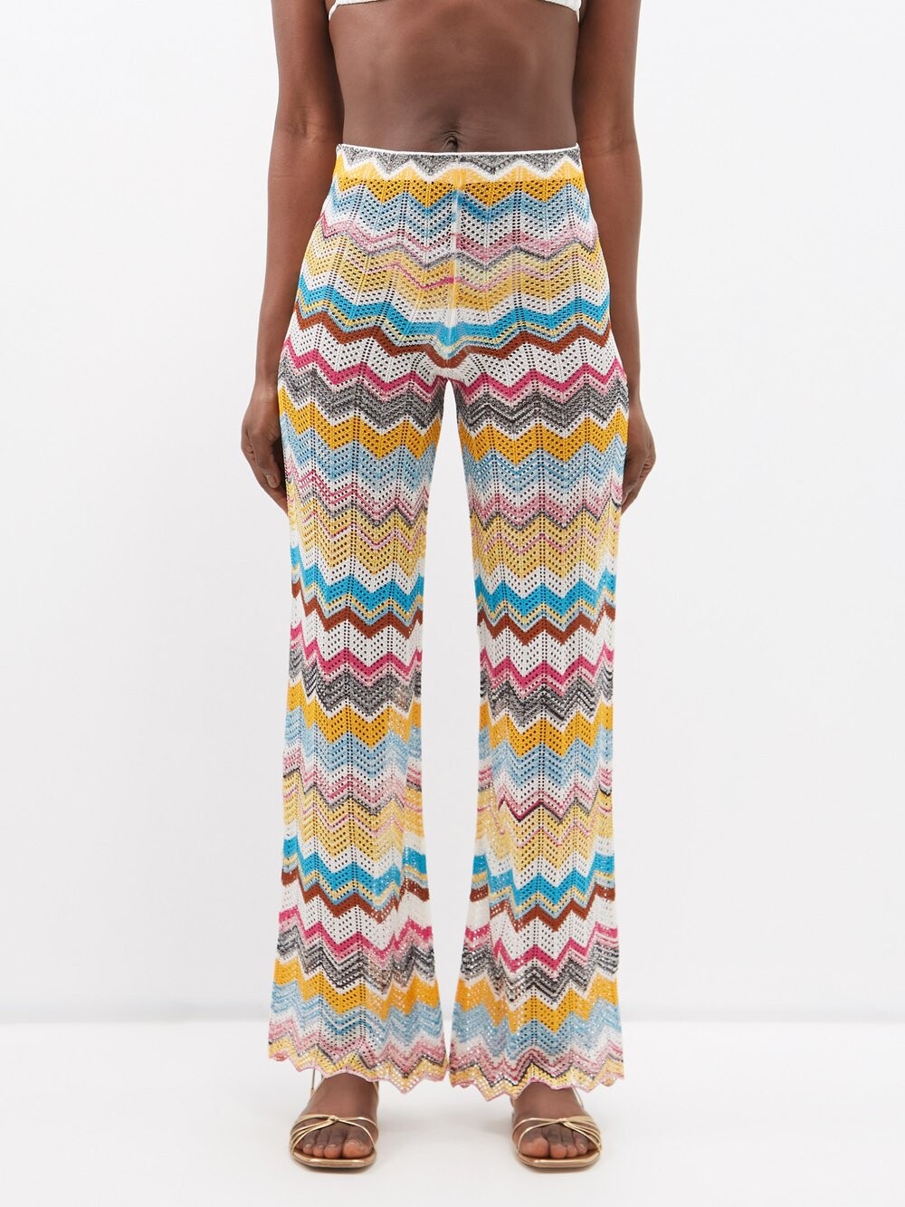 

Трикотажные брюки открытой вязки с завышенной талией Missoni, мультиколор