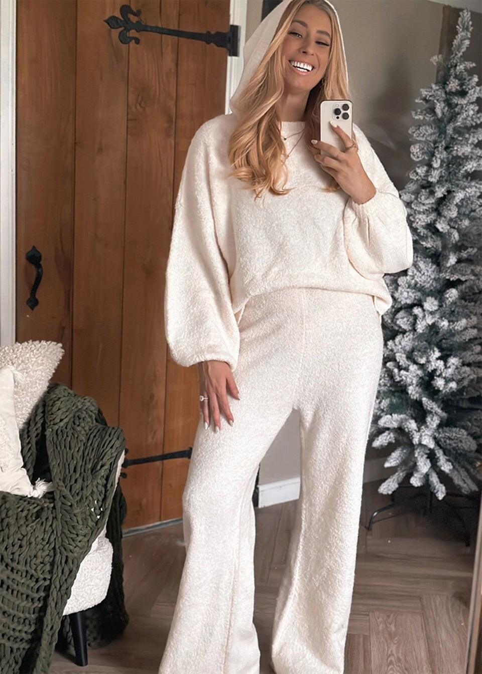 

In The Style Белое худи Stacey Solomon Boucle Co Ord, белый