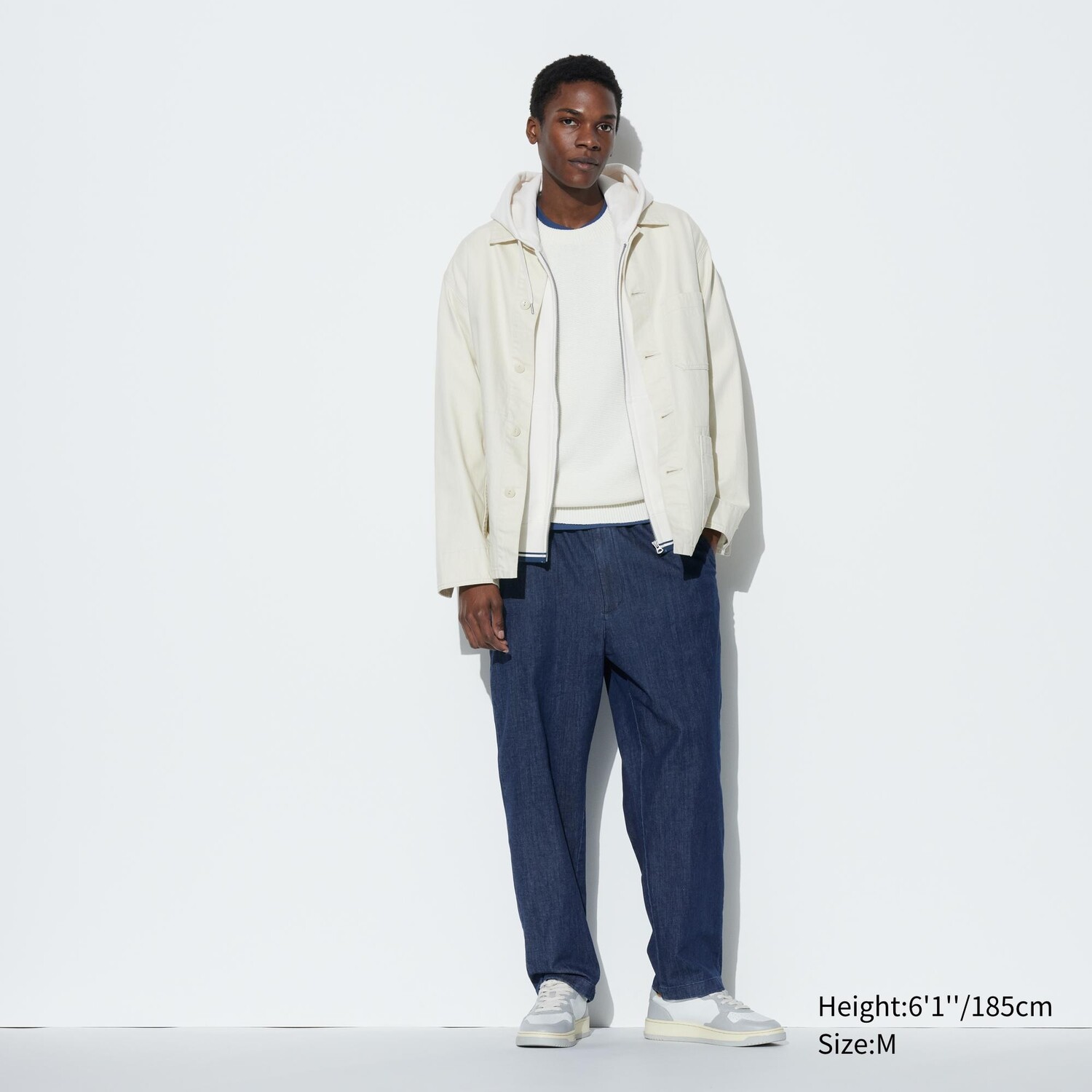 

Брюки UNIQLO Relaxed с эффектом денима укороченные, синий