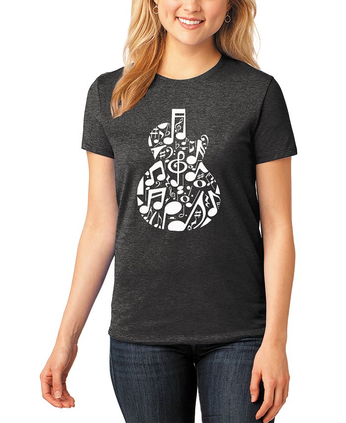 Женская футболка с короткими рукавами Music Notes Guitar Premium Blend Word Art LA Pop Art, черный
