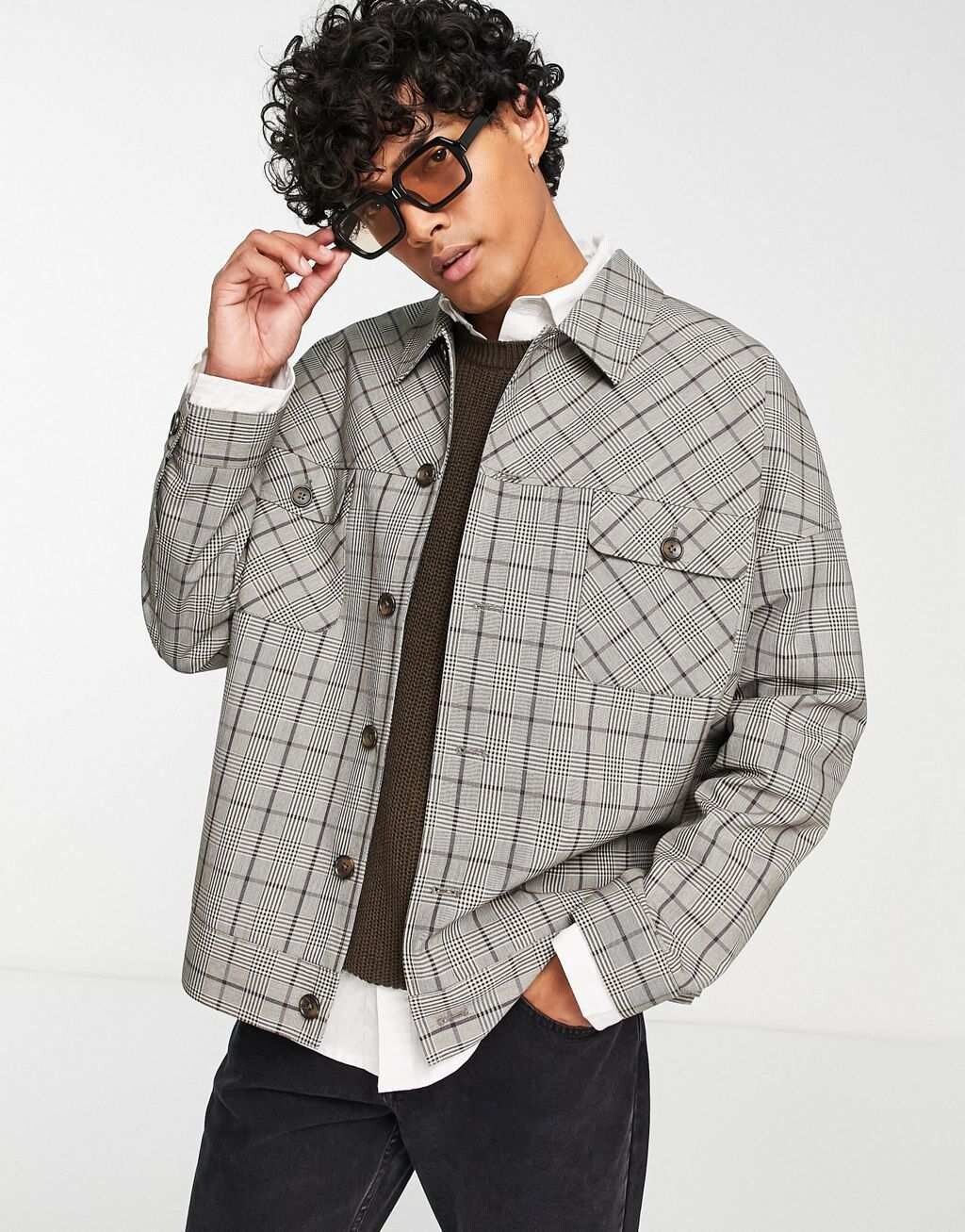

Объемная куртка в клетку в стиле вестерн ASOS DESIGN
