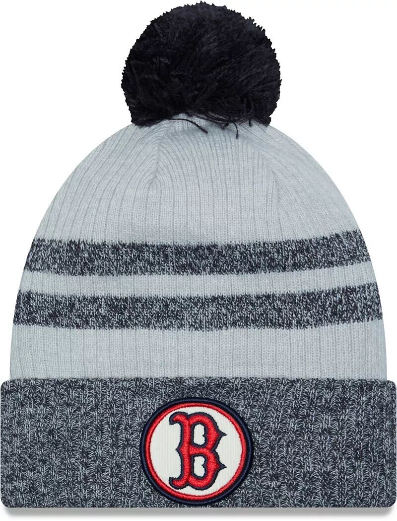 

Мужская темно-синяя вязаная шапка New Era Boston Red Sox с нашивкой