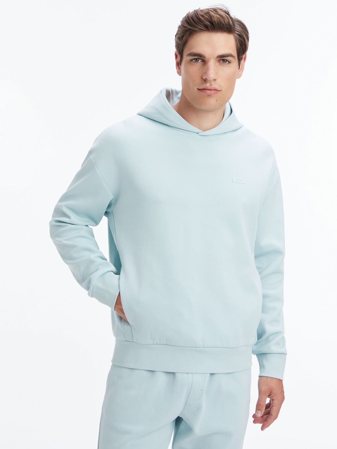 

Комфортная хлопковая толстовка с капюшоном Calvin Klein, призрачный ледник
