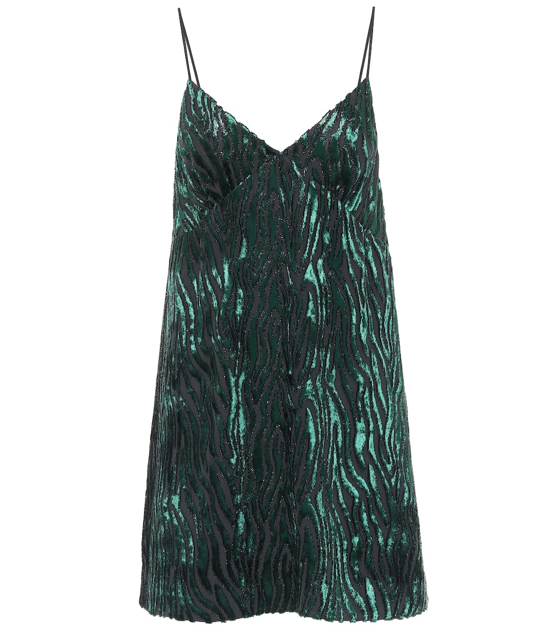 

Жаккардовое мини-платье из бархата ламе SAINT LAURENT, зеленый