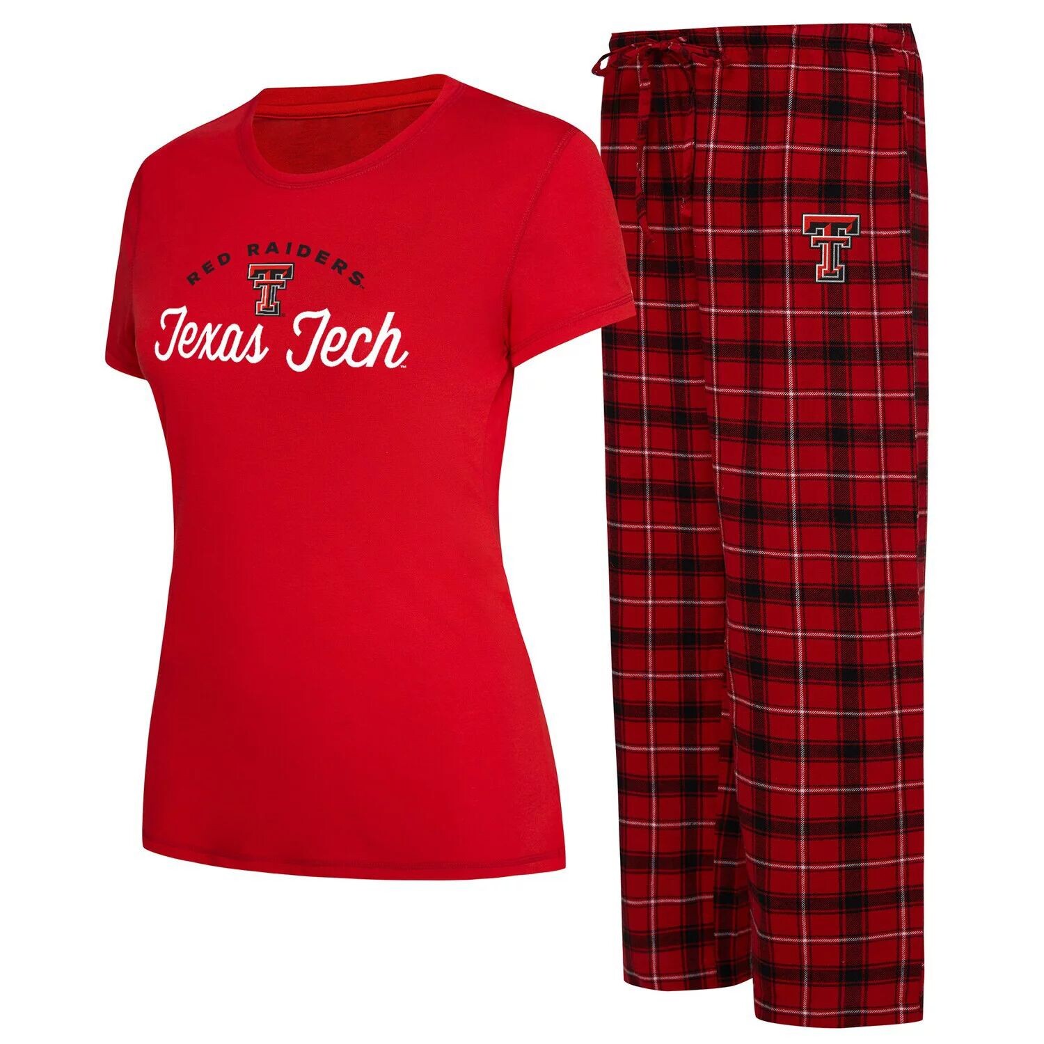 

Женская футболка Concepts Sport красная/черная футболка Texas Tech Red Raiders Arctic и фланелевые брюки для сна, Черный