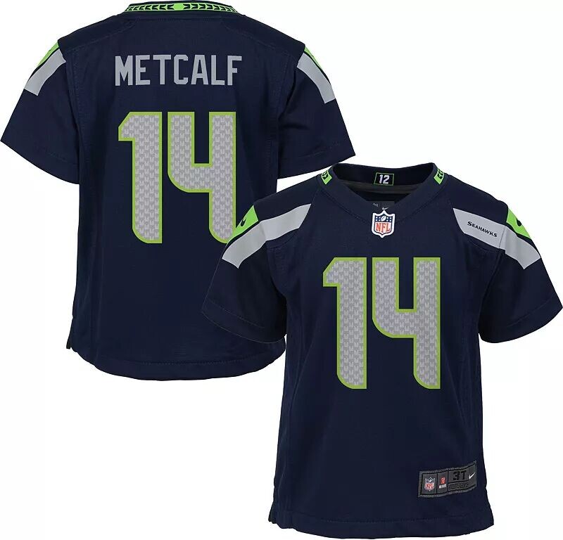 

Nike Boys' Seattle Seahawks D.K. Футболка темно-синего цвета Metcalf № 14