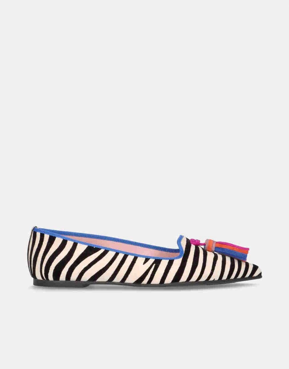 

Женские лоферы с зебровым принтом и разноцветными кисточками Pretty Ballerinas, синий