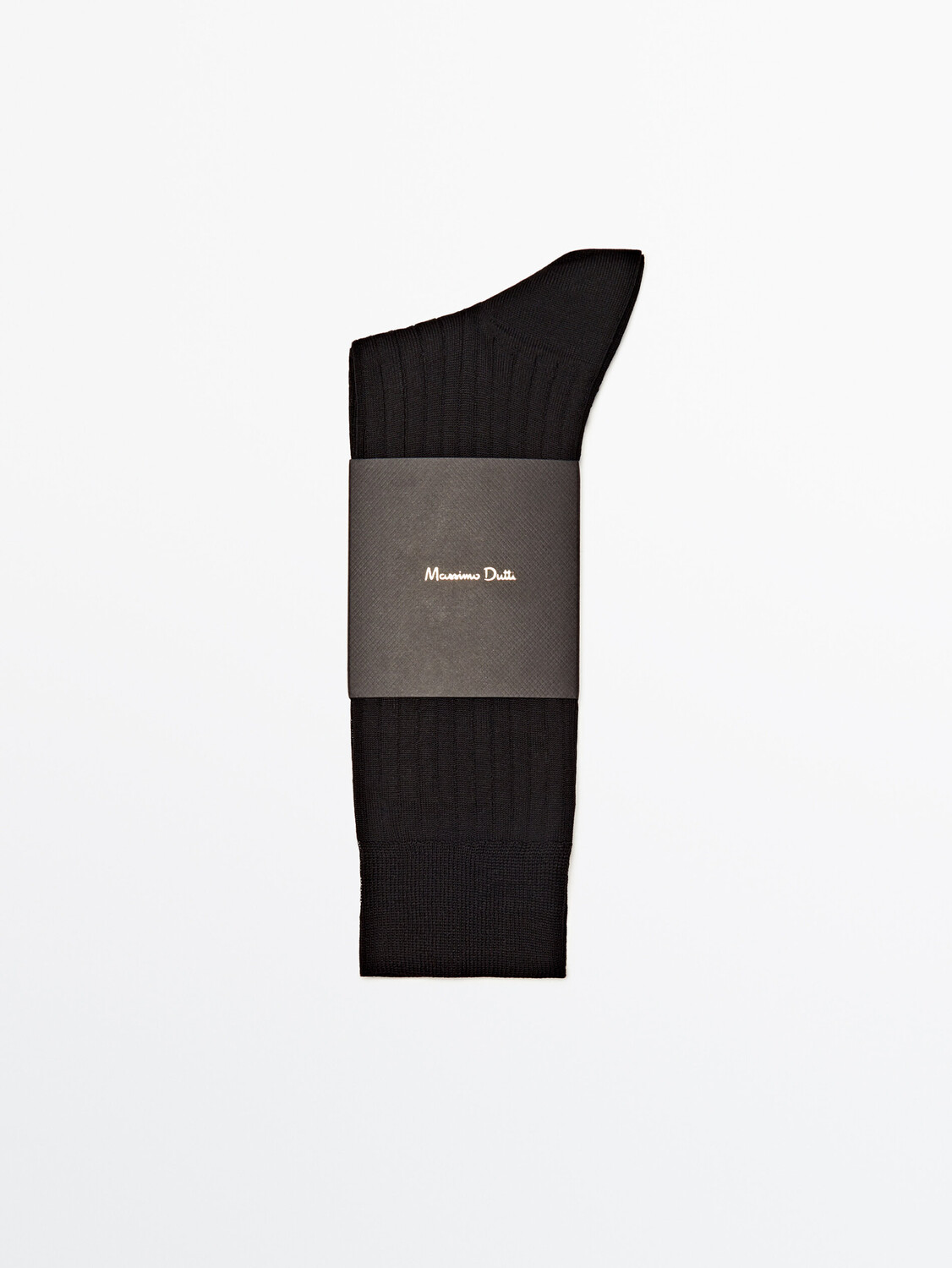 

Носки из шотландской пряжи в ребрику Massimo Dutti, черный