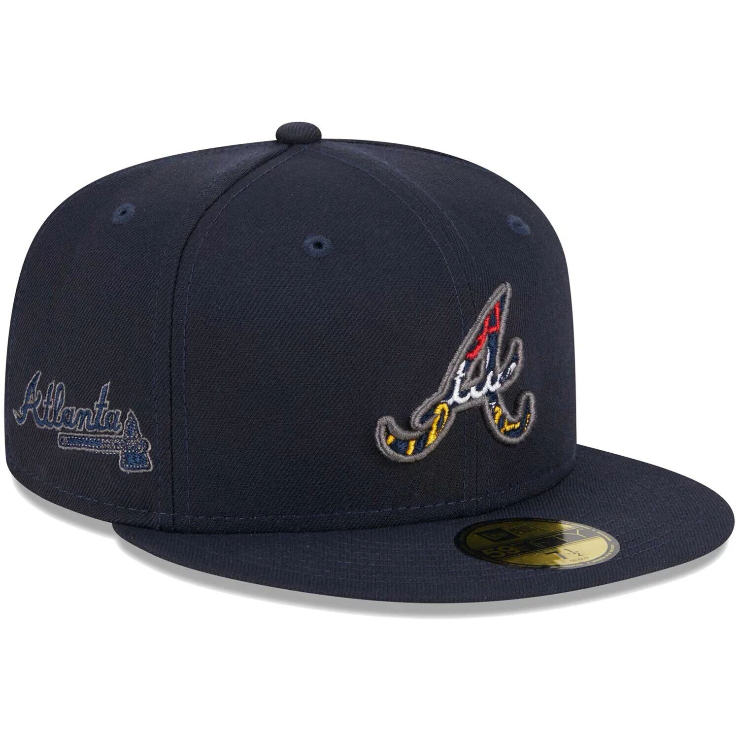 

Мужская приталенная шляпа New Era Navy Atlanta Braves Script Fill 59FIFTY