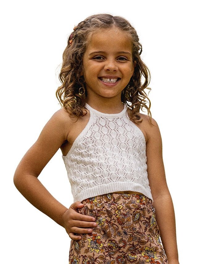 

Вязаный крючком топ с лямкой Little Girls X Vanessa Vacation CUPSHE, белый