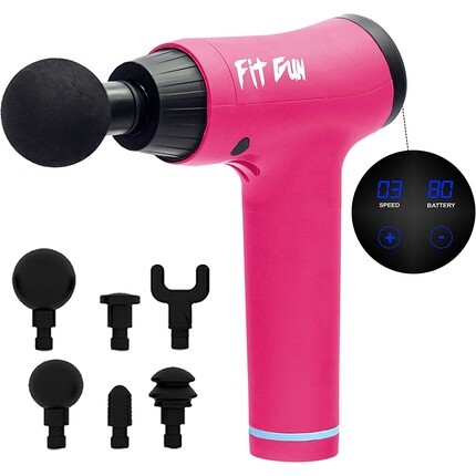

Fit Gun 2 Розовый массажный пистолет Массажер для мышц с литиевой батареей и 6 сменными головками Ручной массажер для спортсменов Стимуляция мышц Облегчение боли Розовый 6 дюймов 1024X758, Woxter