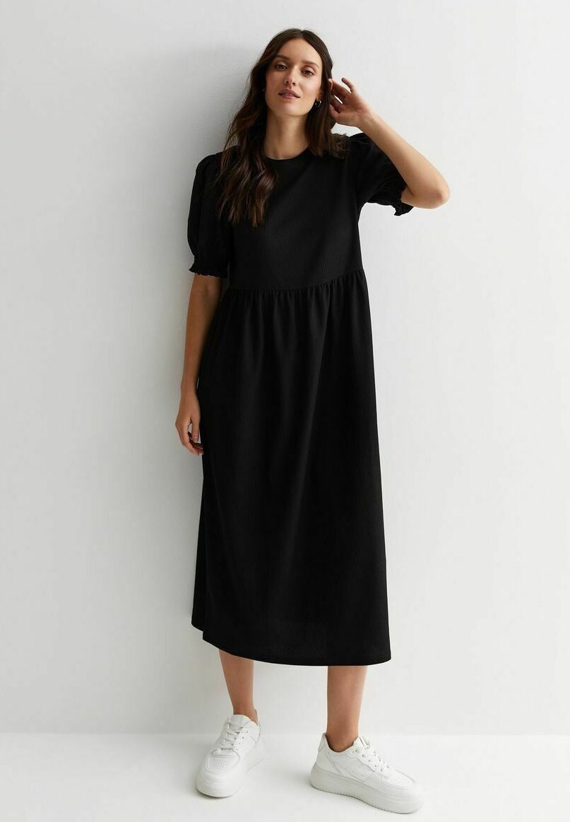 

Платье из джерси CRINKLE MIDI SMOCK New Look, цвет black