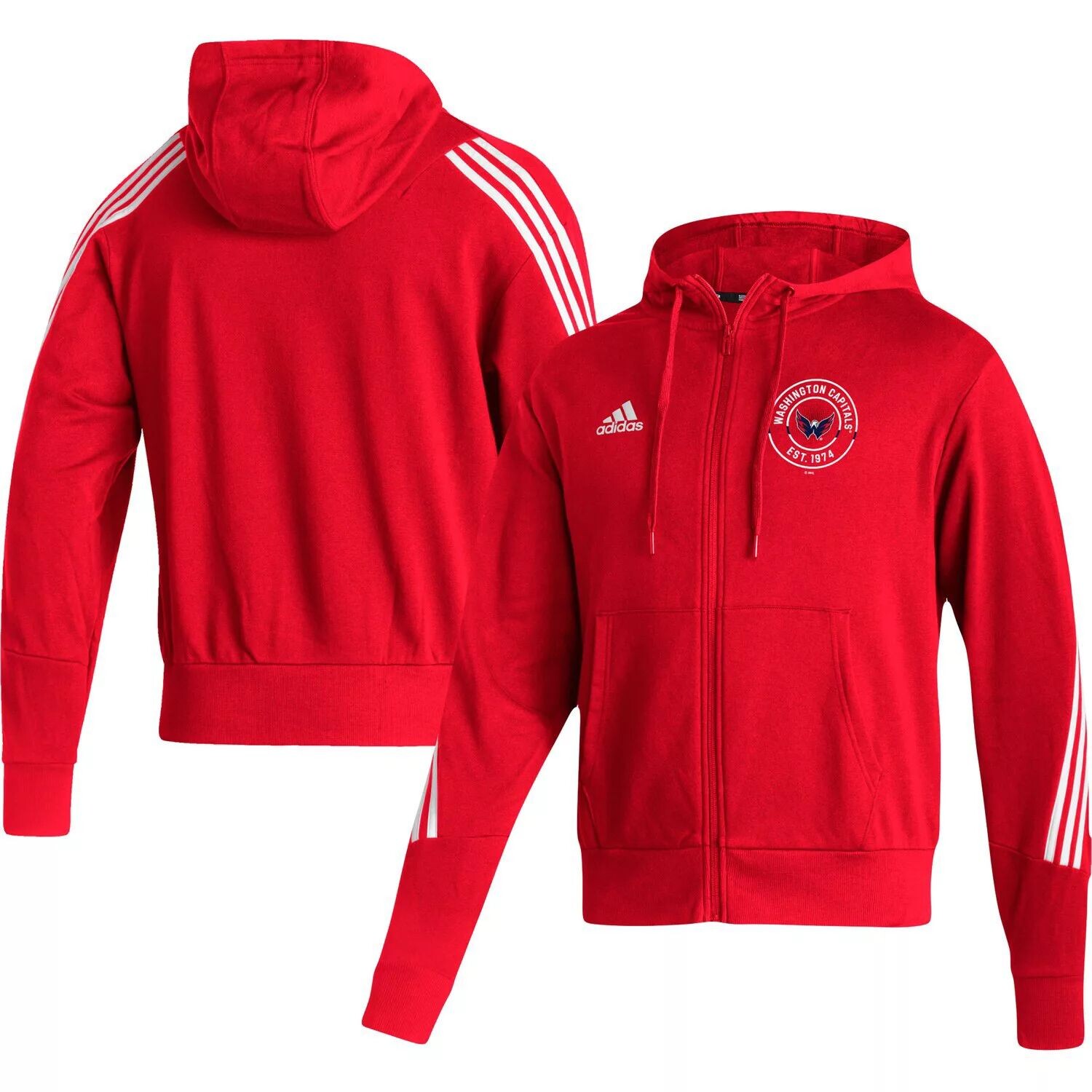 

Мужская толстовка с молнией во всю длину adidas Red Washington Capitals Lifestyle