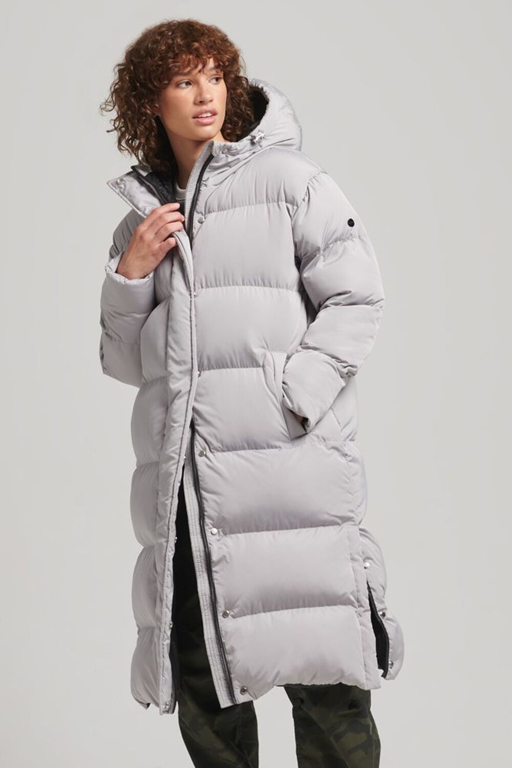 

Длинная утепленная стеганая куртка Studios Superdry, серый