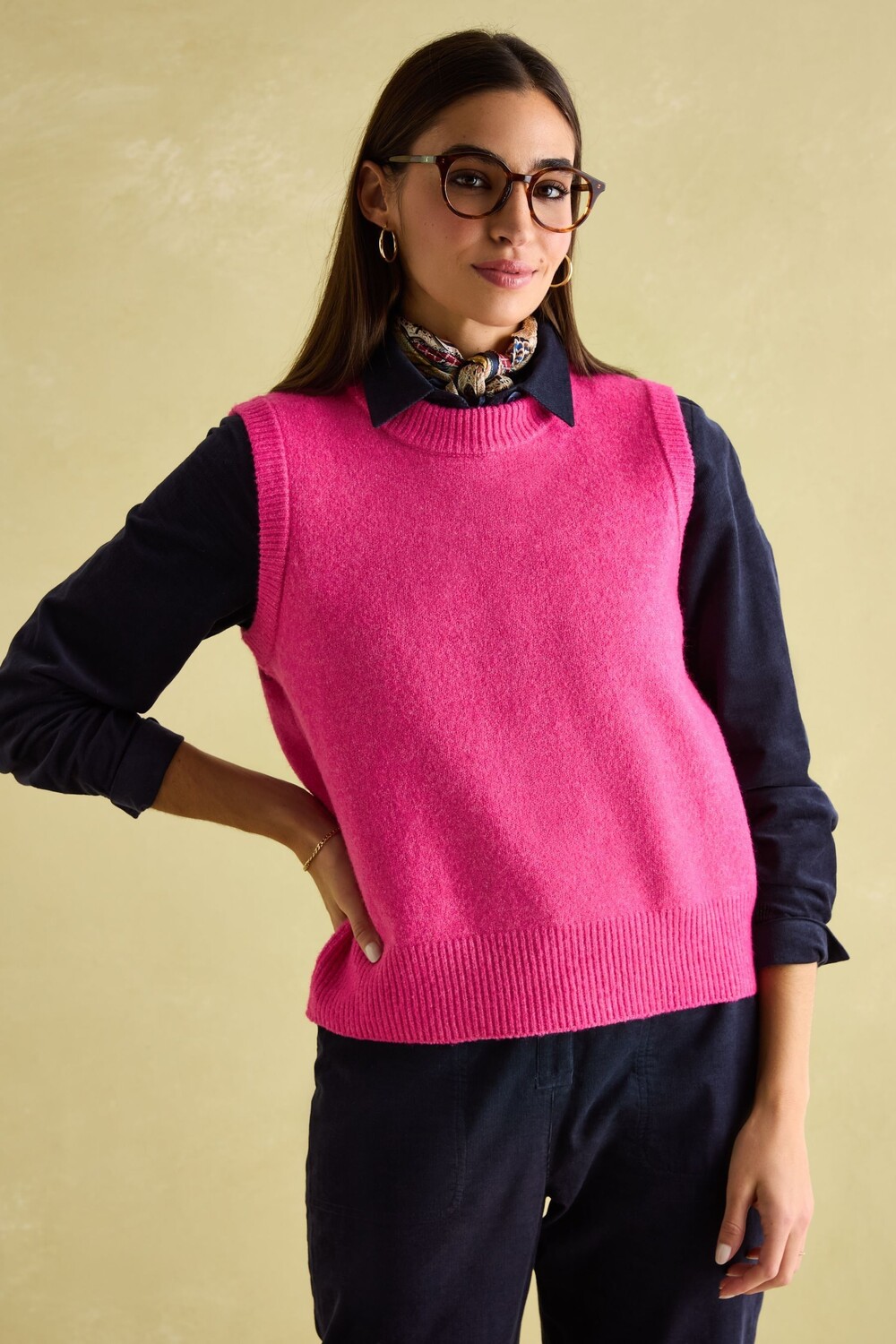 

Вязаный жилет Холли Joules, розовый