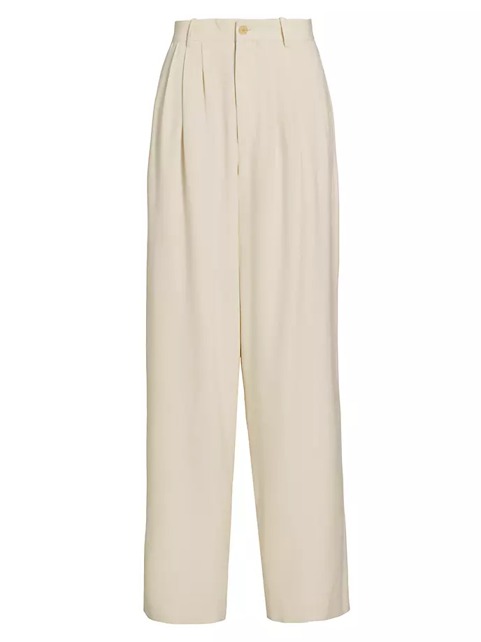 

Широкие шелковые брюки Rufos The Row, цвет antique cream