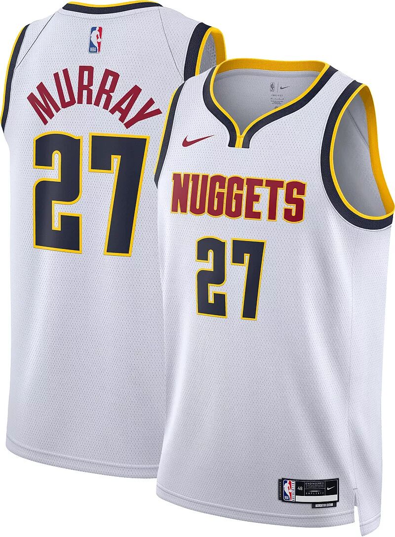 Мужская белая майка Nike Denver Nuggets Jamal Murray #27 Swingman nba jersey men s denver nuggets 15 jokic 27 murray basketball jerseys black city edit version
