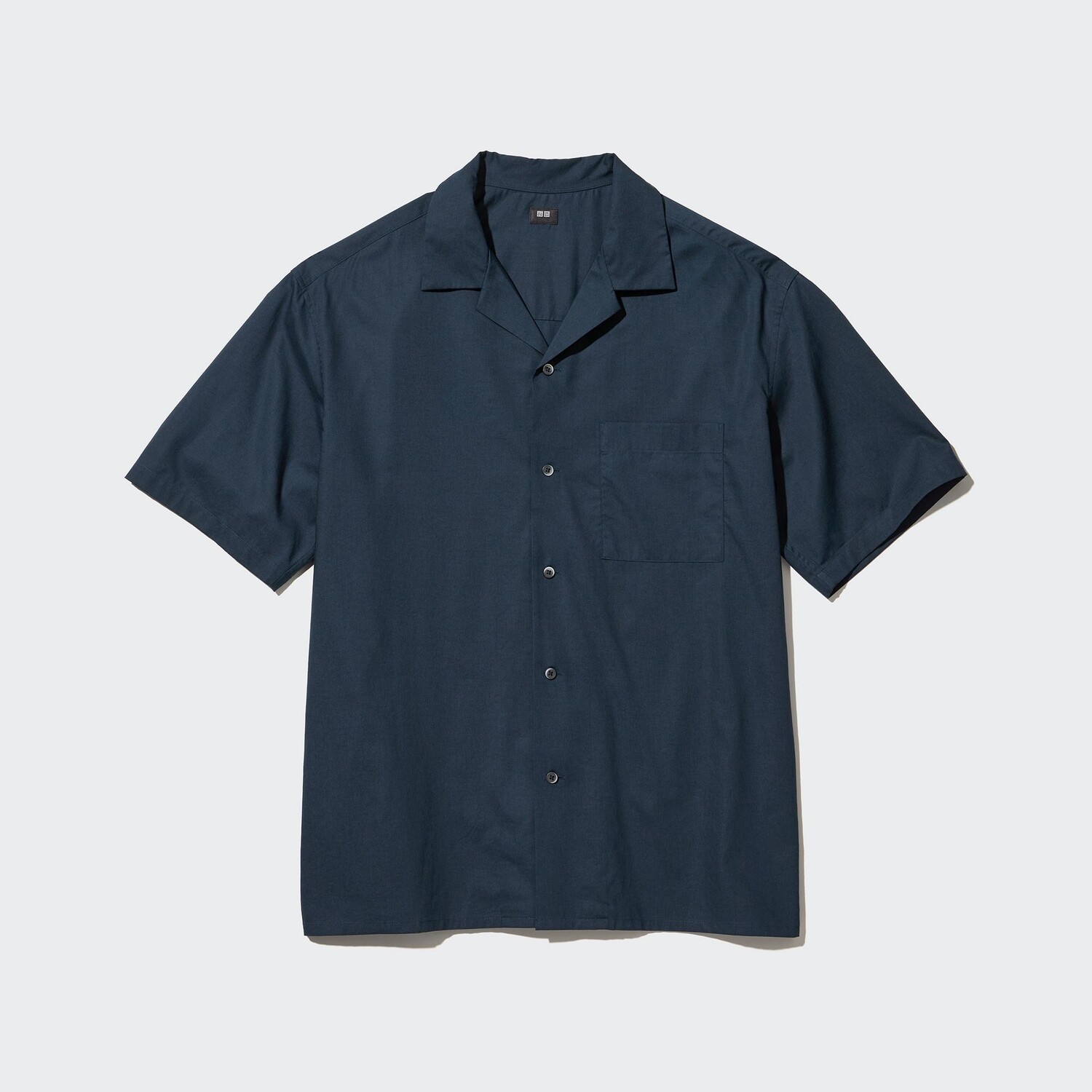 

Рубашка UNIQLO из хлопка с вырезом, синий