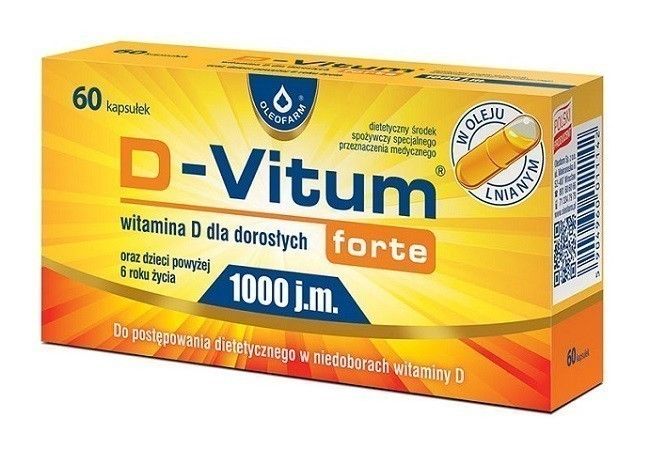 D-Vitum Forte 1000 j.m. витамин D3 в капсулах, 60 шт. омега 3 c витамином d3 credo experto fish oil forte 540 мг в таблетках 270 шт
