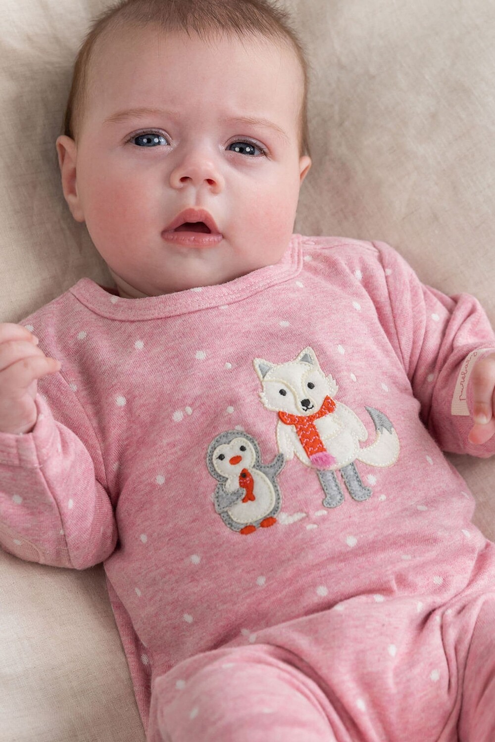 

Детский комбинезон в мелкий горошек Purebaby, розовый
