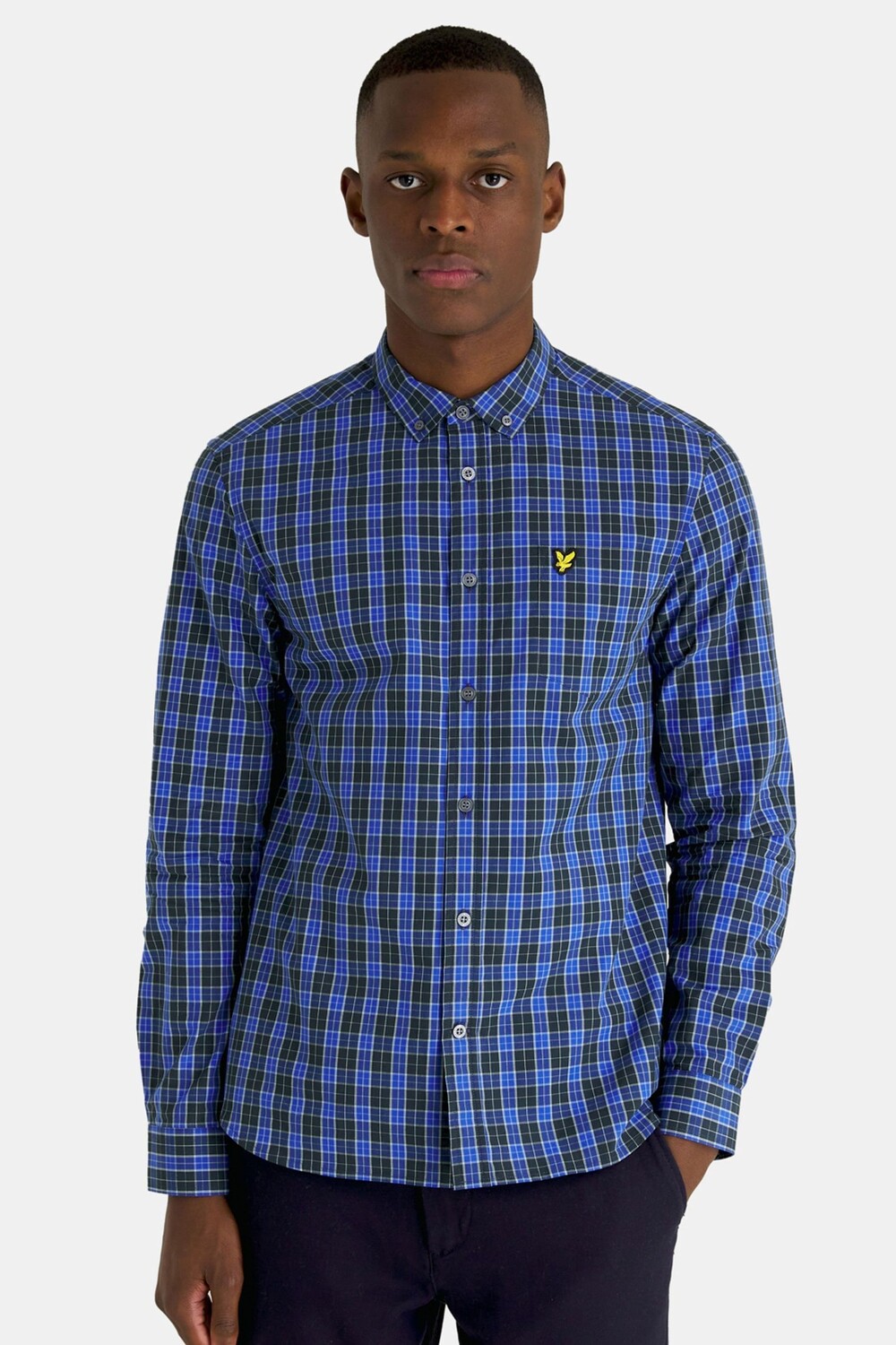 

Синяя клетчатая рубашка из поплина Lyle & Scott, синий