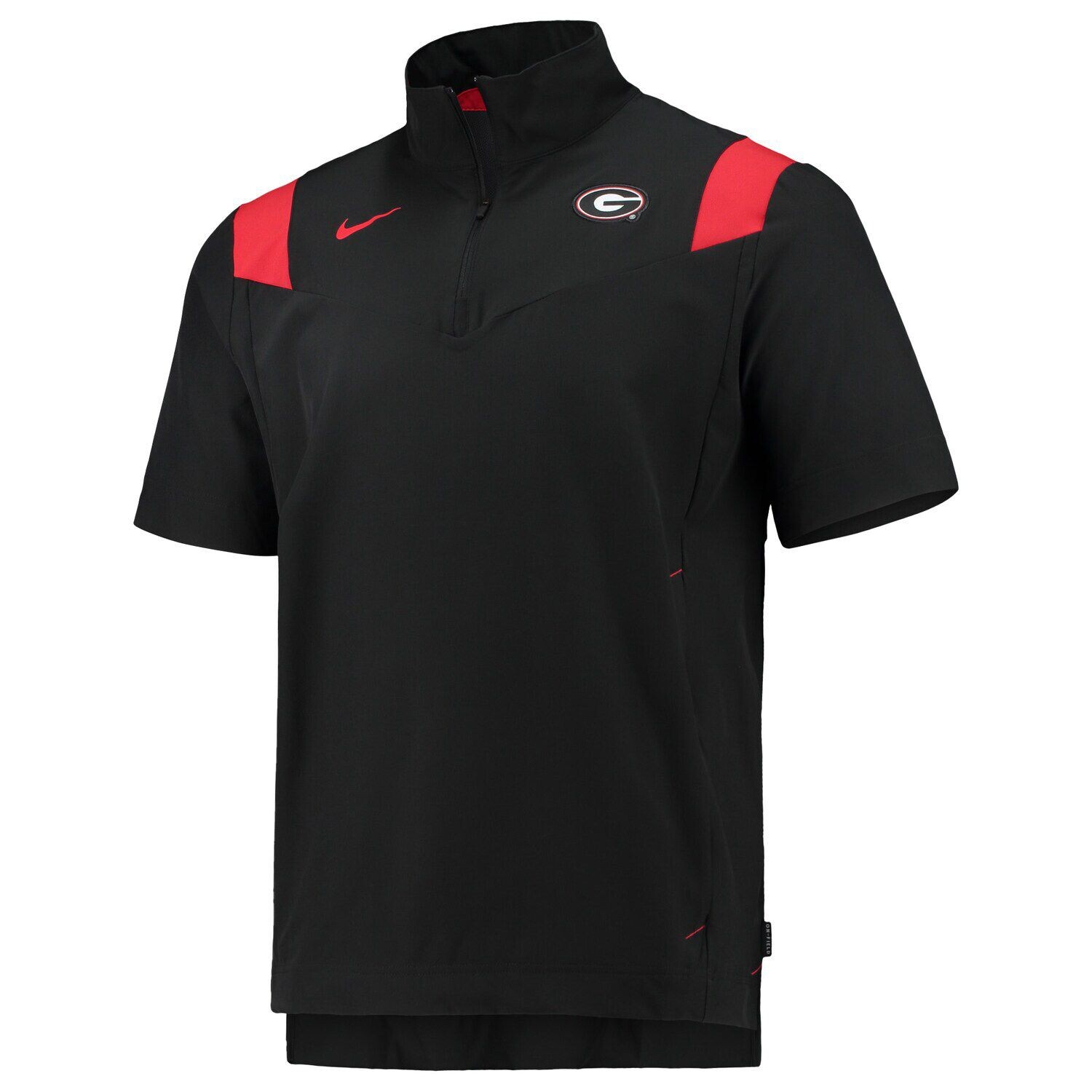 

Мужская черная куртка Georgia Bulldogs 2021 Coaches с коротким рукавом и молнией до четверти Nike, Черный