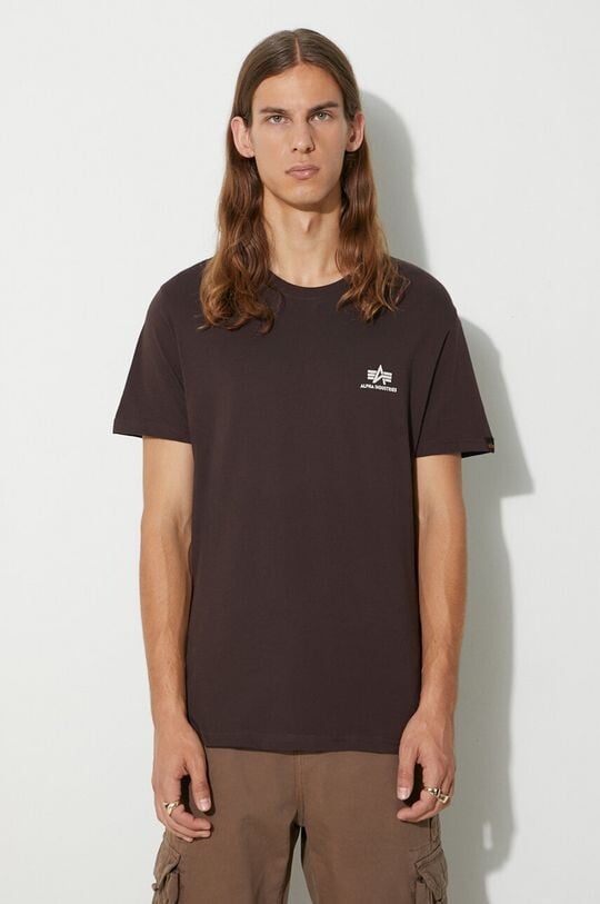 

Хлопковая футболка Basic T с маленьким логотипом Alpha Industries, коричневый