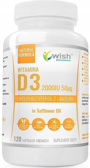 Wish, Витамин D3 2000, иммунитет костей, 120 капсул Wish Pharmaceutical
