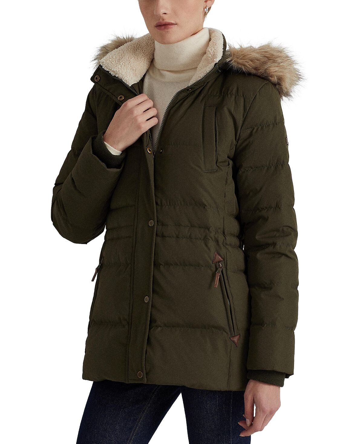 

Женский пуховик с отделкой из искусственного меха Lauren Ralph Lauren