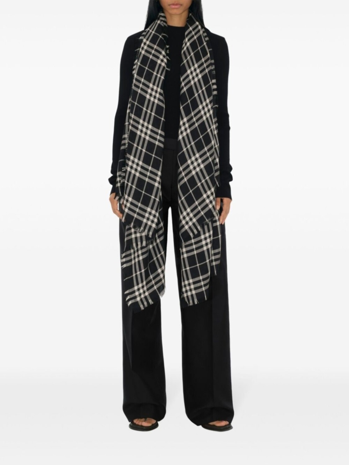 

Burberry клетчатый шарф из кашемировой смеси, черный