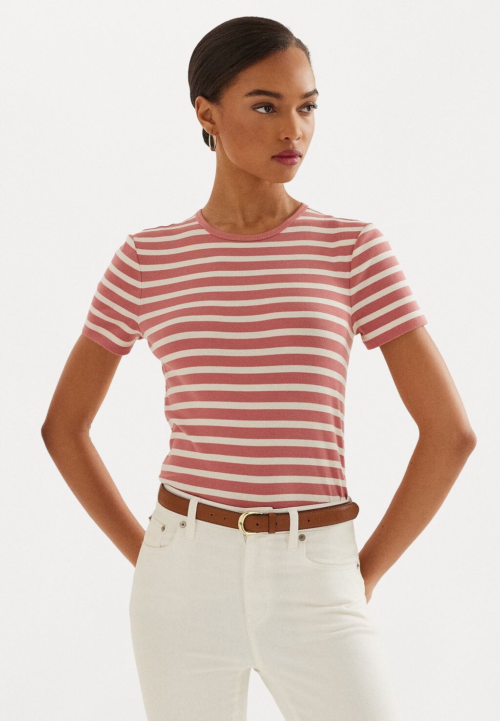 

Футболка с принтом Alli Short Sleeve Lauren Ralph Lauren, цвет pink mahogany/mascarpone cream