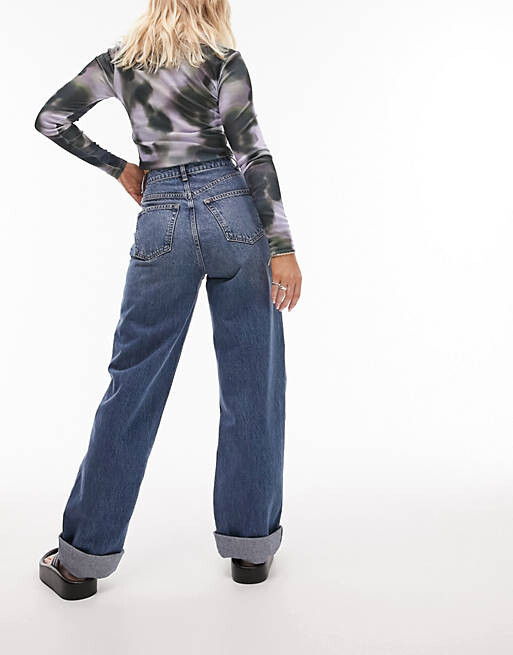 

Голубые оверсайз-джинсы Mom Topshop Hourglass