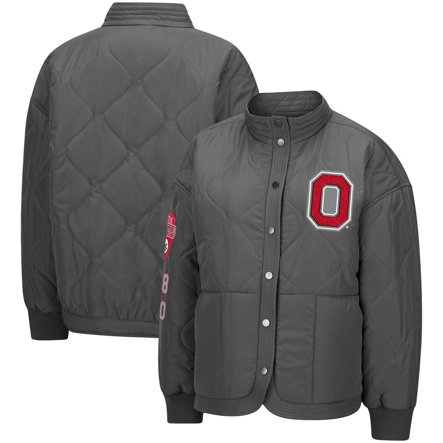 

Женская стеганая куртка на кнопках Colosseum Charcoal Ohio State Buckeyes Colosseum