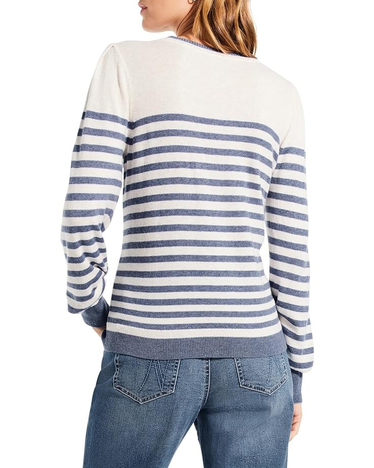 

Свитер NIC+ZOE Striped Femme Sleeve Sweater, синий мульти