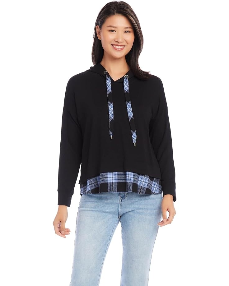 

Свитер Karen Kane Contrast Hem Hoodie, черный