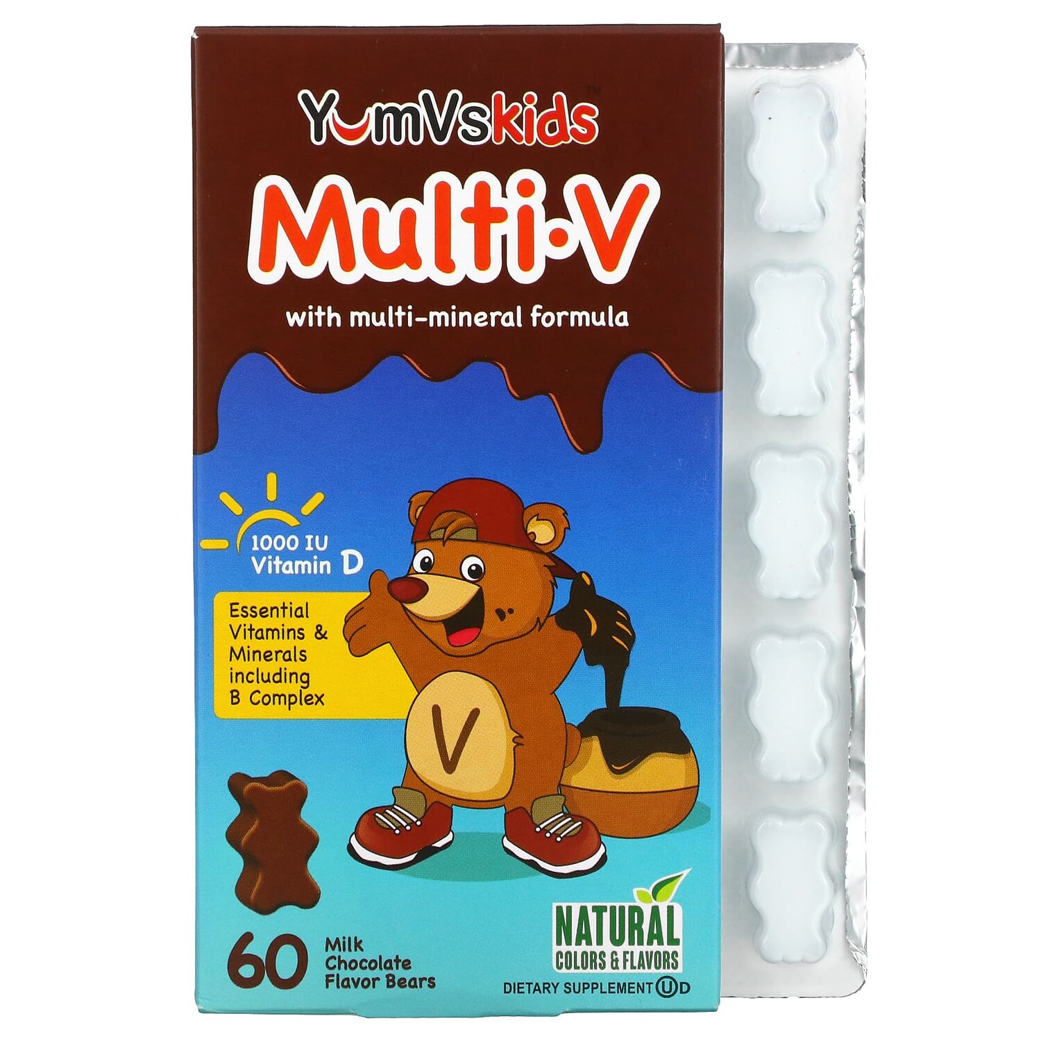 

Multi V, с мультиминеральной формулой, со вкусом молочного шоколада, 60 мишек, YumV's