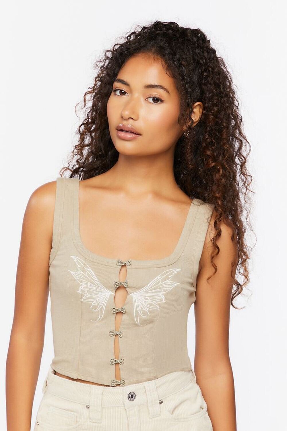 

Майка с рисунком Крылья ангела Forever 21, шалфей