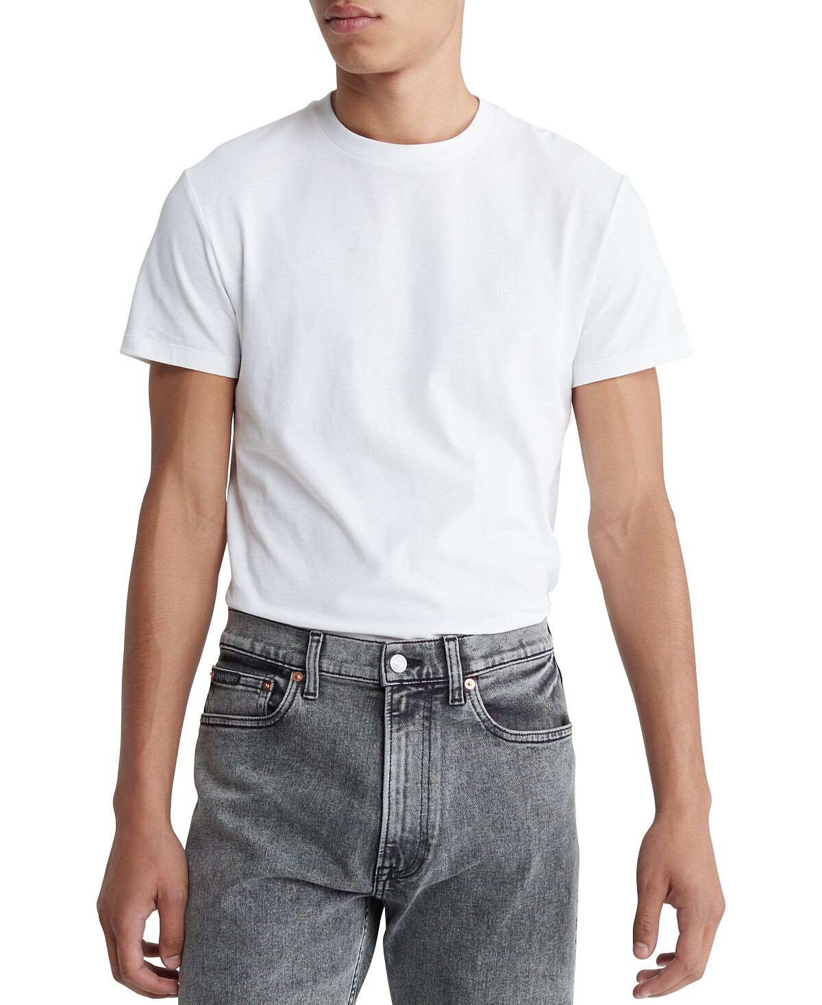 

Мужская однотонная футболка Slim Fit с короткими рукавами Calvin Klein