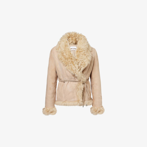 

Куртка из замши с отделкой из овчины Moss Saks Potts, бежевый