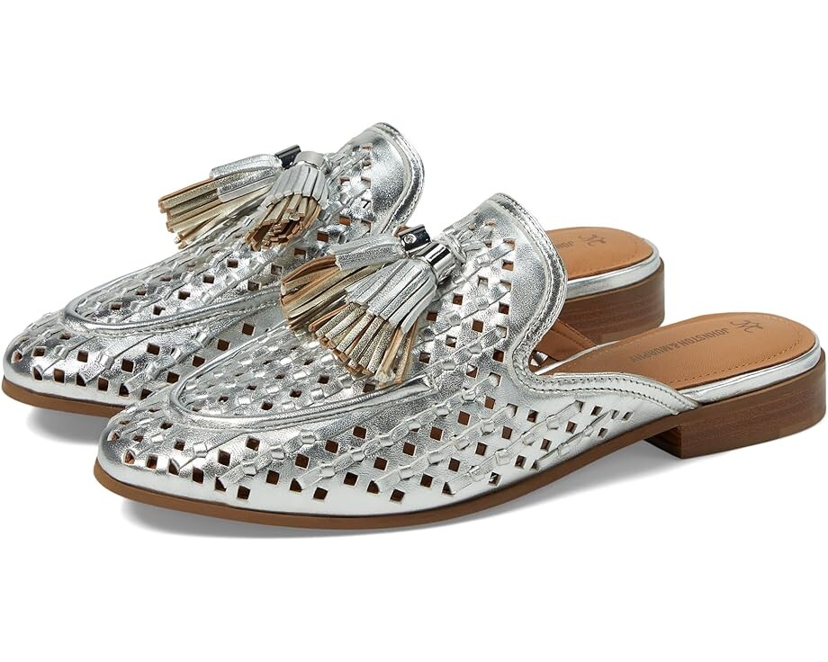 

Лоферы Johnston & Murphy Ali Woven Tassel Mule, цвет Silver Metallic