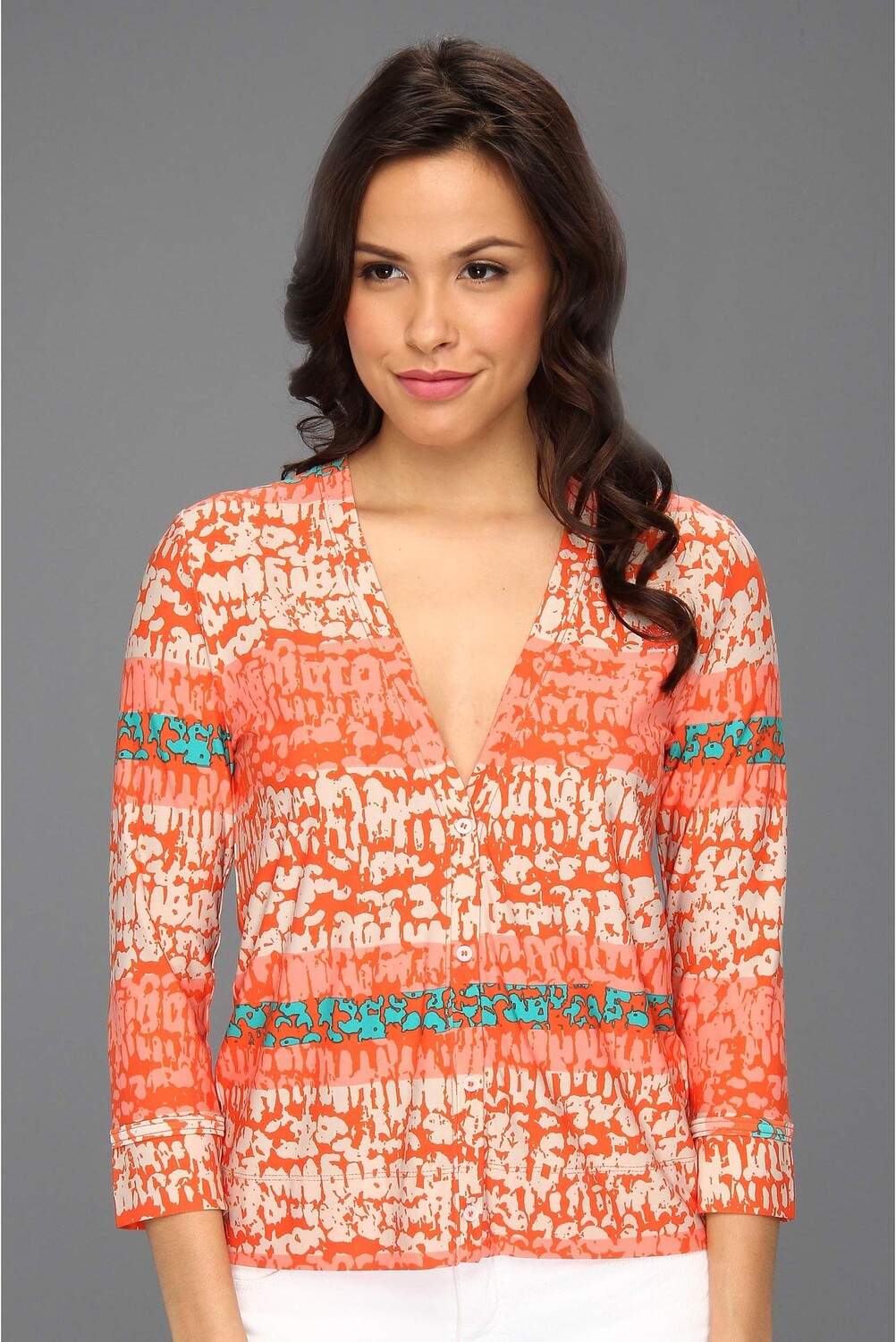 

Свитер Anne Klein Stripe Print Cardigan, цвет Carnelian Multi