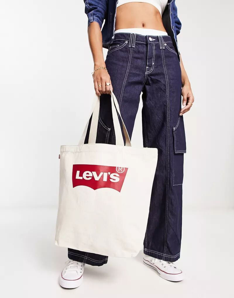 Холщовая большая сумка Levi's цвета экрю