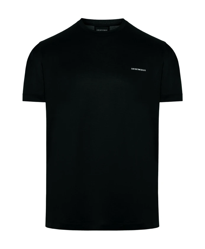 

Хлопковая футболка с кодом дизайнера Emporio Armani, черный
