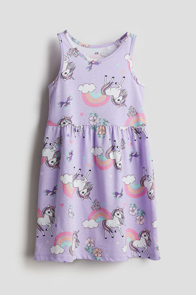 цена Хлопковое платье с рисунком H&M, фиолетовый