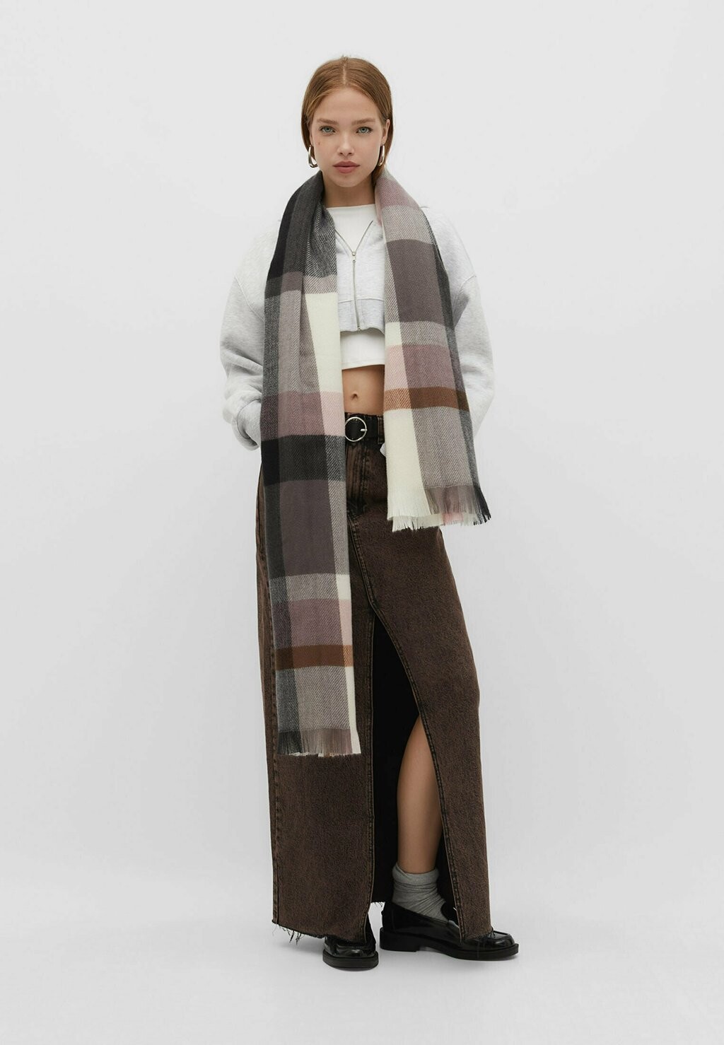 

Шарф Basic Checked Stradivarius, розовый