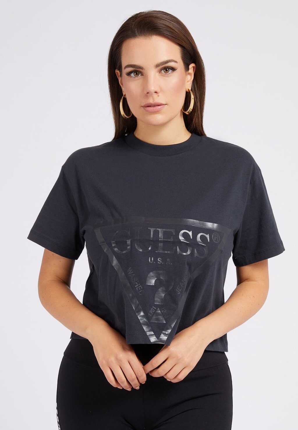 

Футболка с принтом ADELE CROP Guess, цвет dunkelgrau