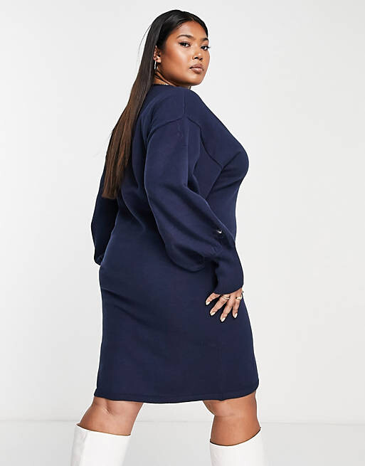 

Темно-синее трикотажное платье мини в стиле 80-х River Island Plus